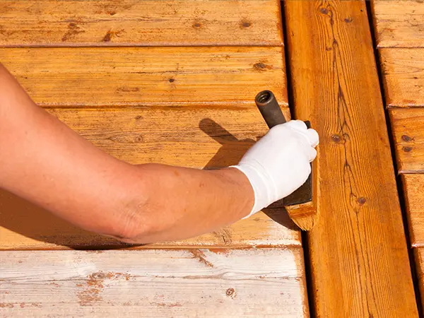 staining a wood deck